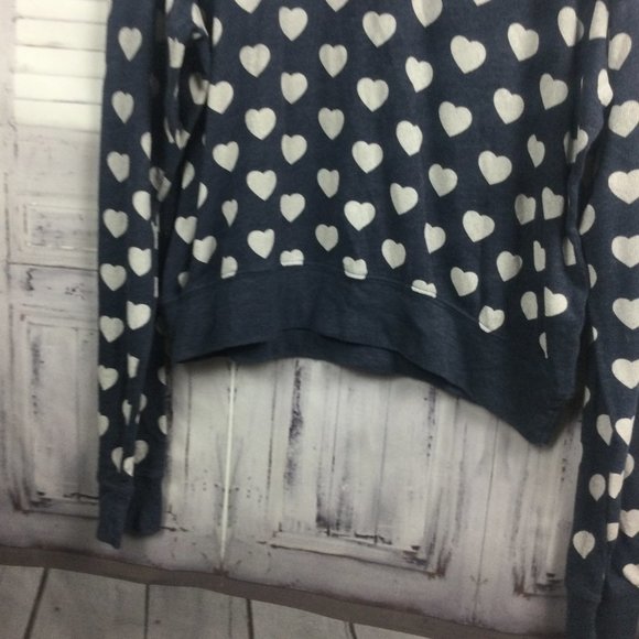 Wildfox Navy V-neck Sweater Hearts Polka Dots M - Picture 4 of 8